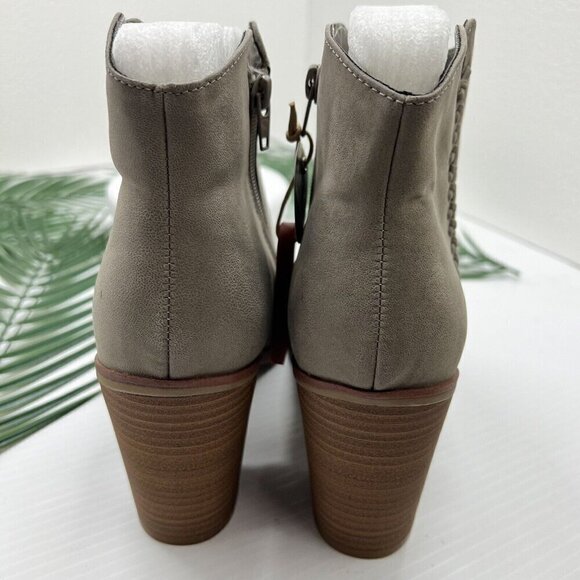 MIA Gray Dusky Pointed Toe Bootie Side Zip Stacked Block Heel Size 10 NWOB - Picture 9 of 14
